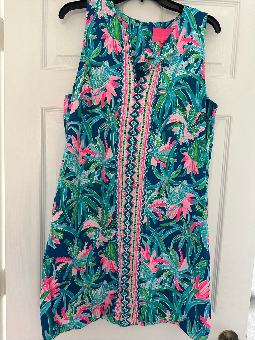 Lilly Pulitzer Teal, Pink & Green Tropical Shift Dress